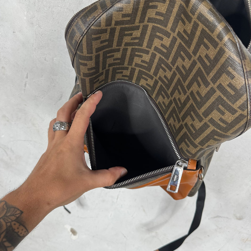 Fendi Leather Paneled Zucca Backpack