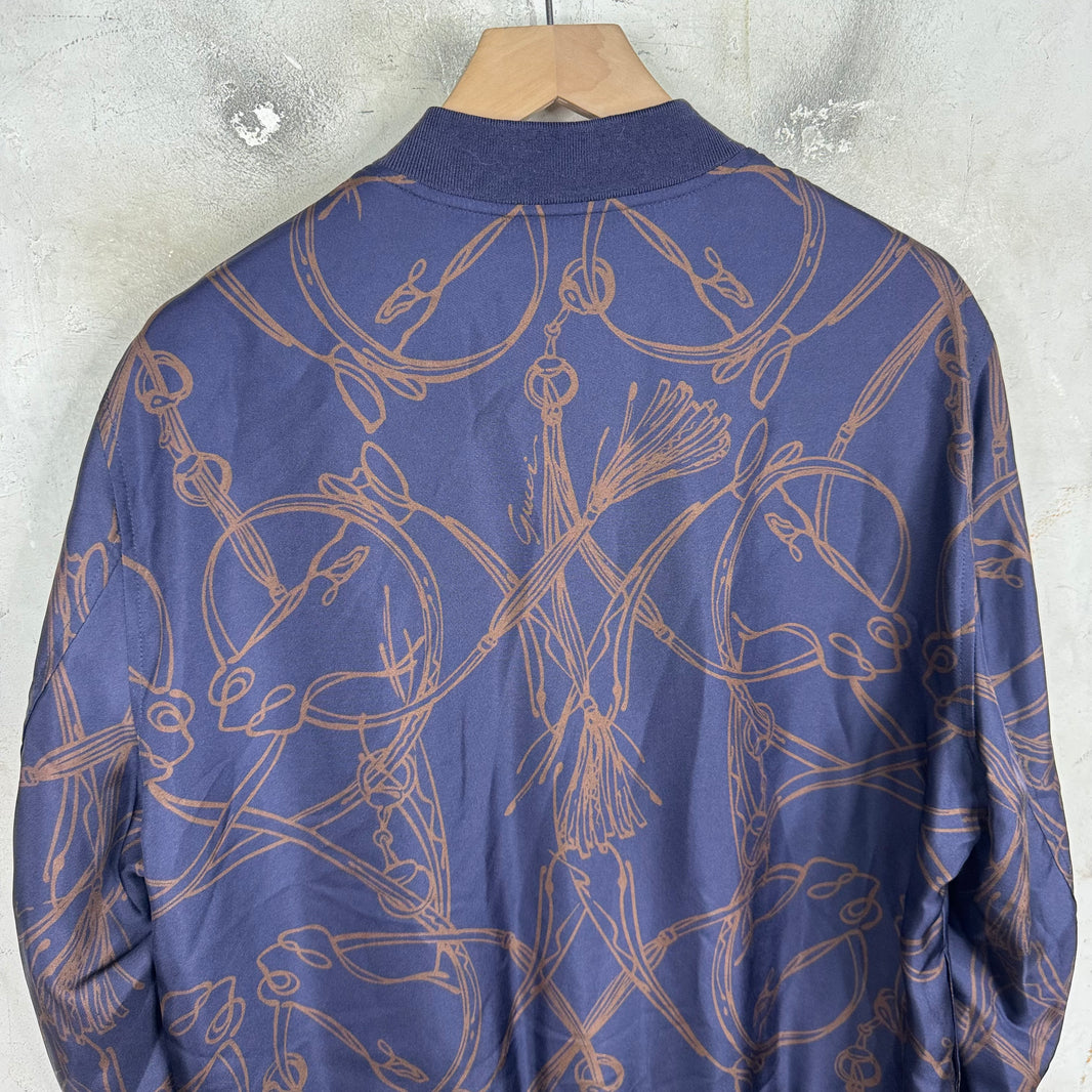 Gucci Silk Horse-Bit Bomber Jacket