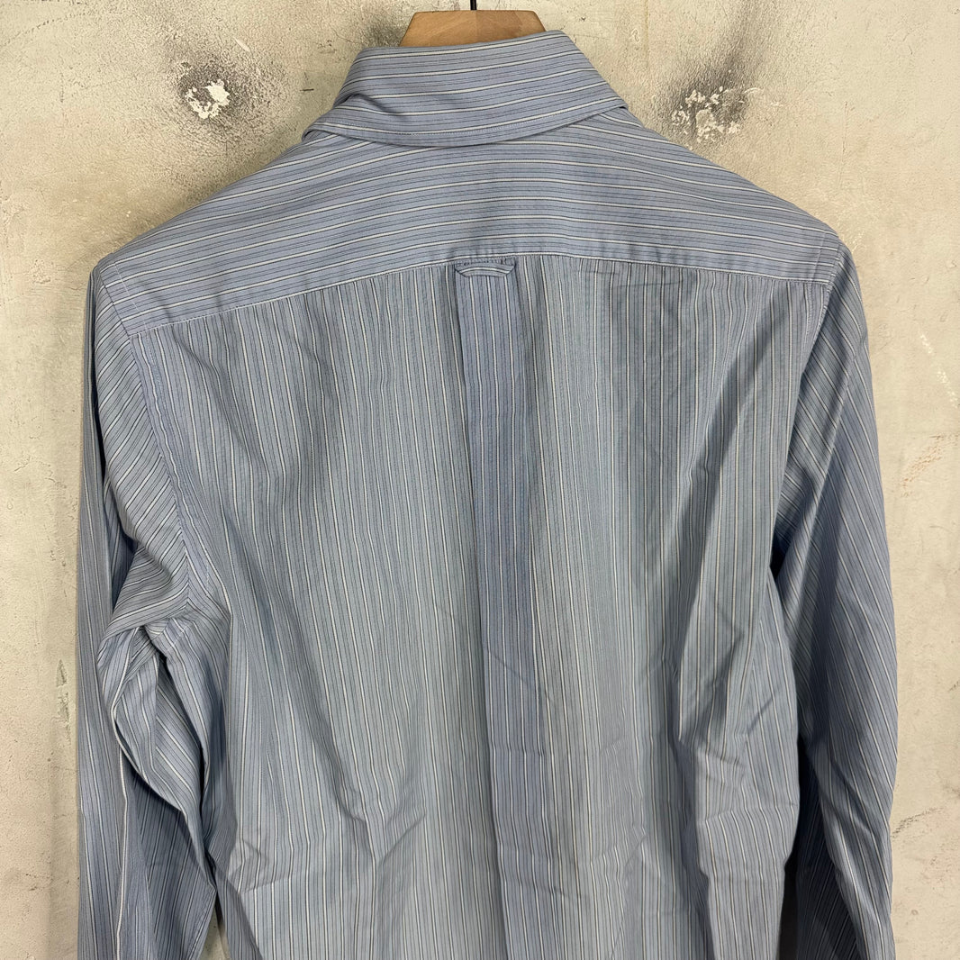 Dolce Gabanna Blue Striped LS Button Up
