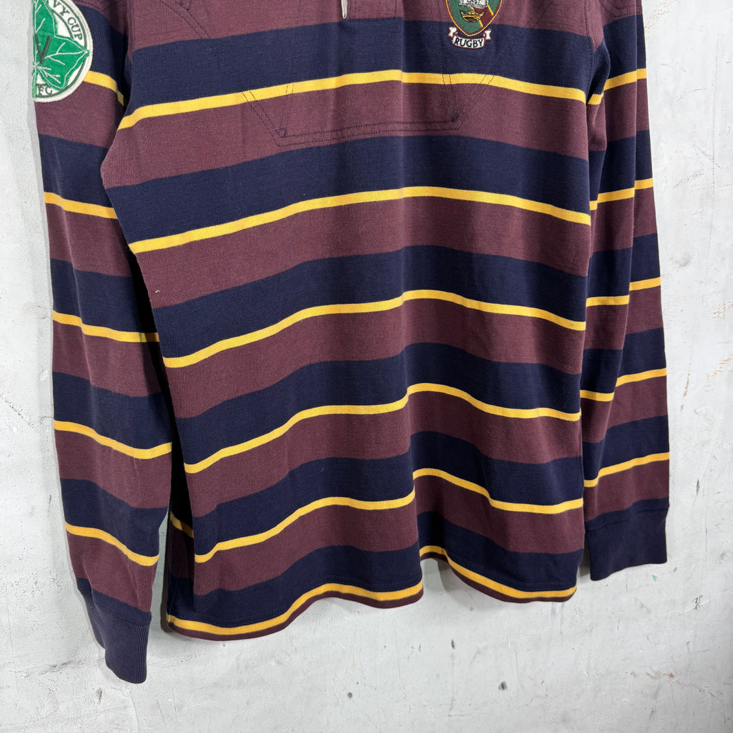 Ralph Lauren Rugby Brown Striped Crest #2 L/S Polo