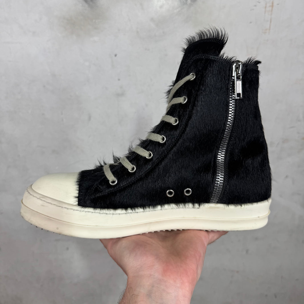Rick Owens Black Ponyhair Ramone Highs