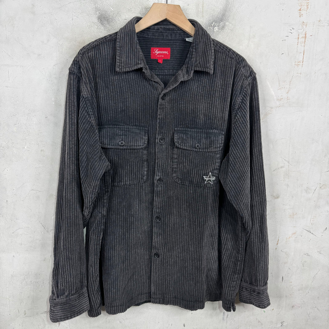 Supreme Deep Corduroy Star Logo LS Shirt