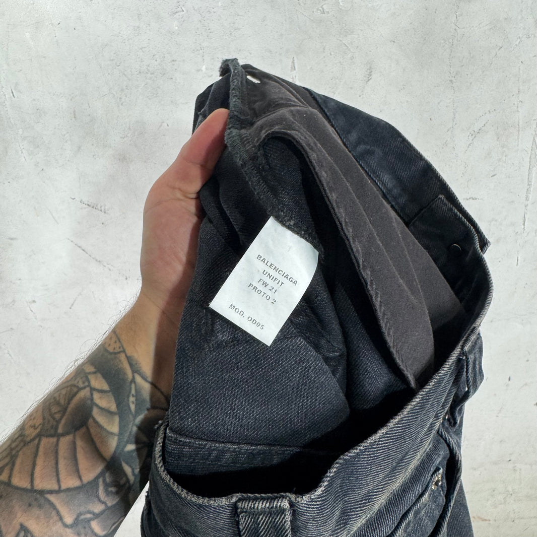 Balenciaga Sample Flared Baggy Denim Shorts