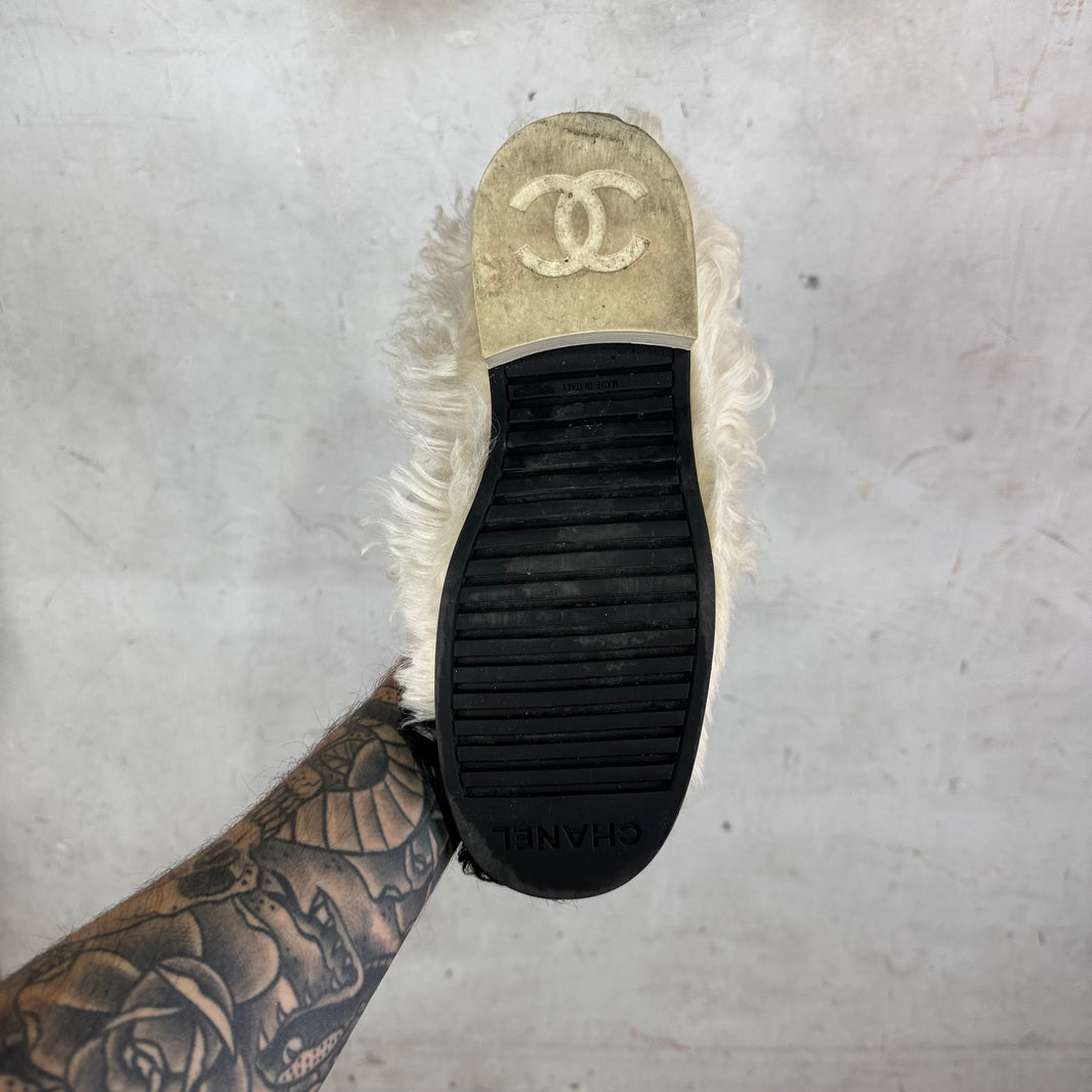 Chanel Shearling Strap Boots