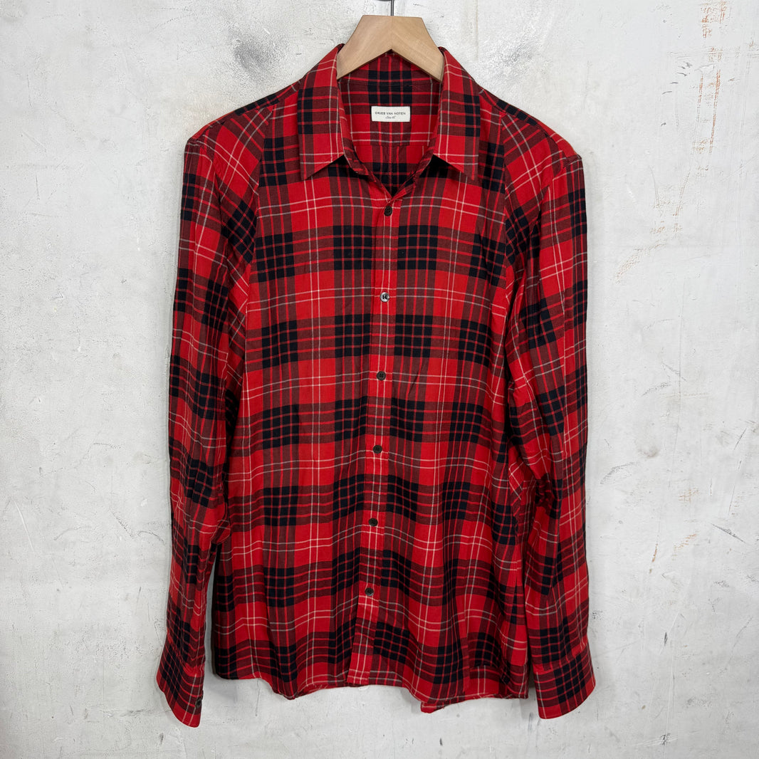 Dries Van Noten Red Plaid Flannel