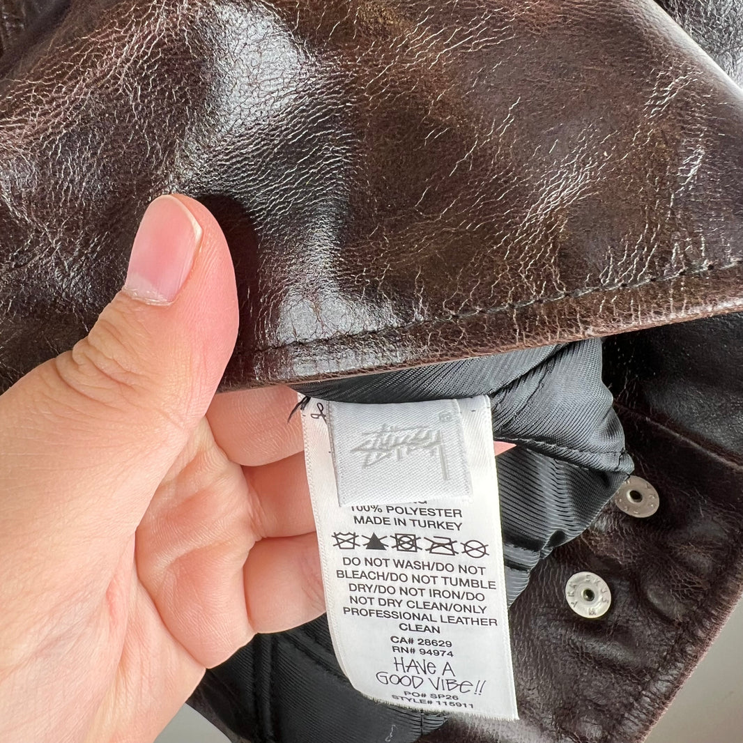 Stussy Brown Leather Garage Jacket