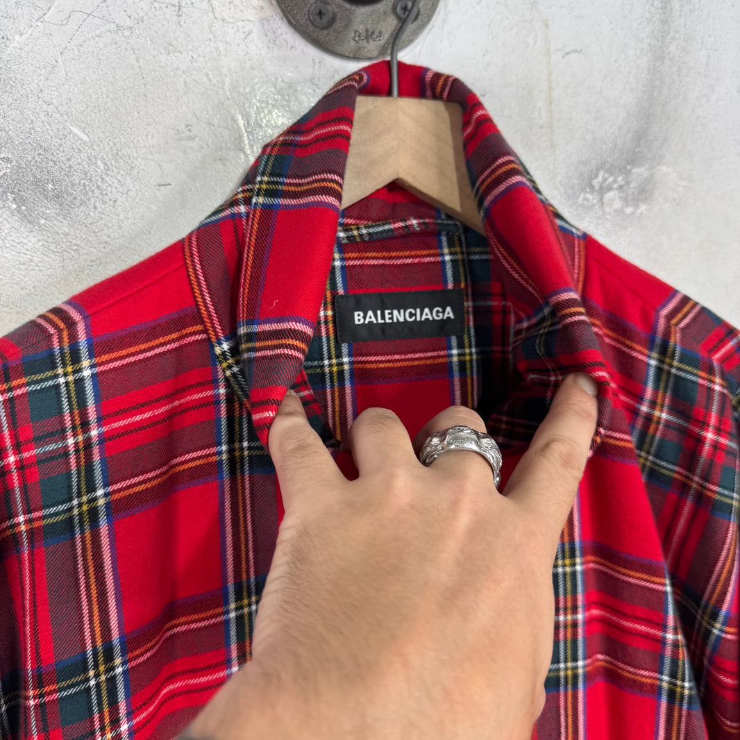 Balenciaga Tartan Plaid Padded Jacket