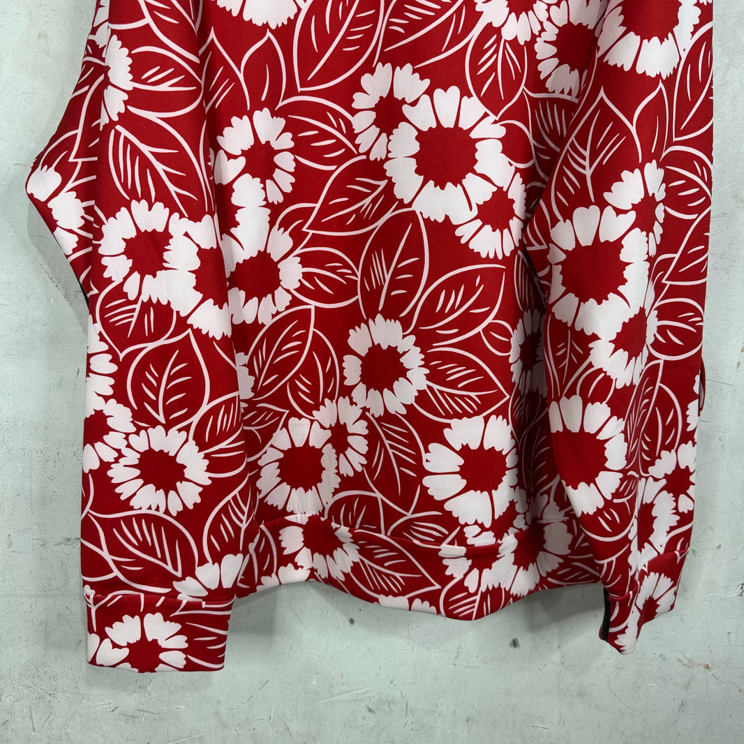 Prada Red Floral Plaqued Hooded Track Jacket