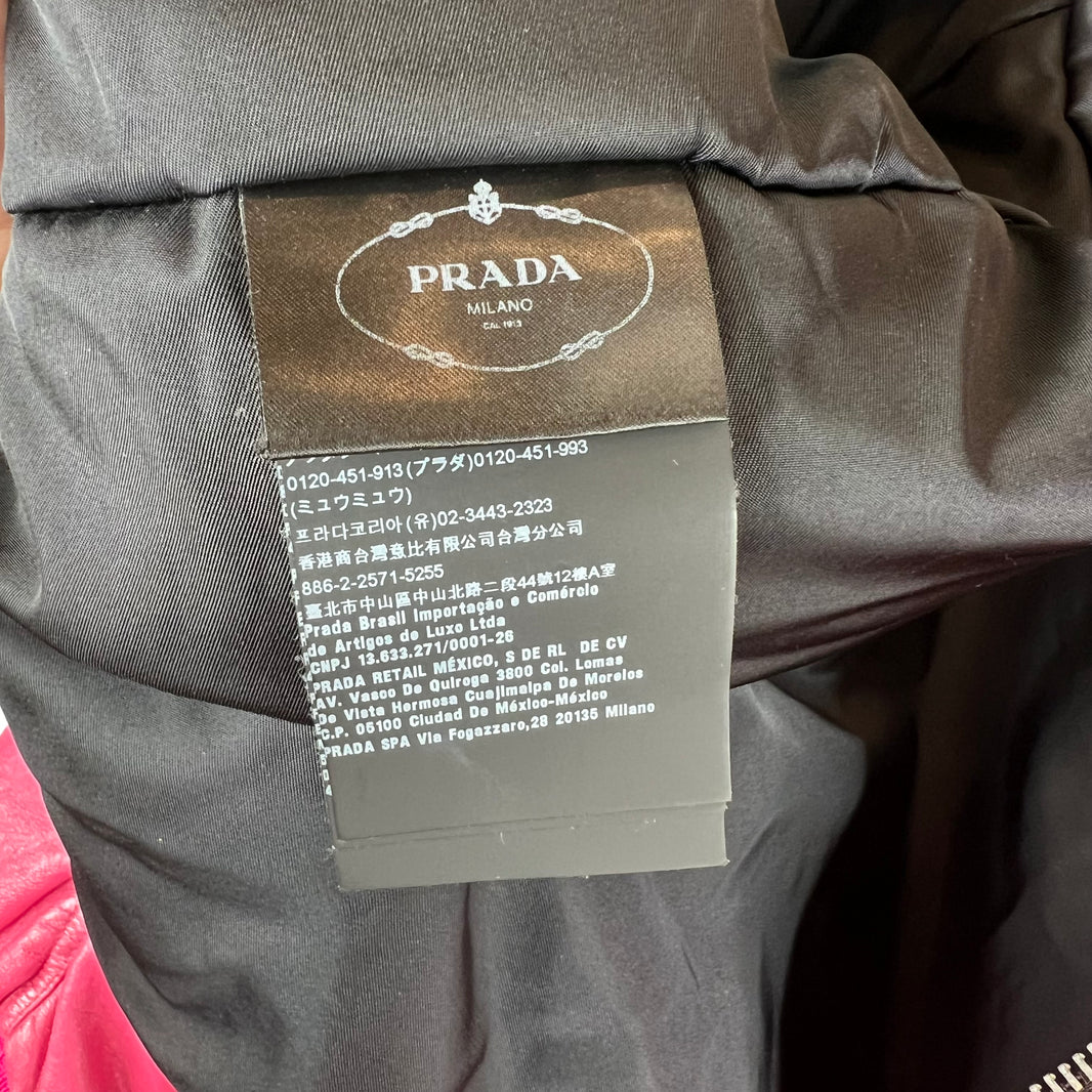 Prada Pink Oversized Nappa Leather Bomber Jacket