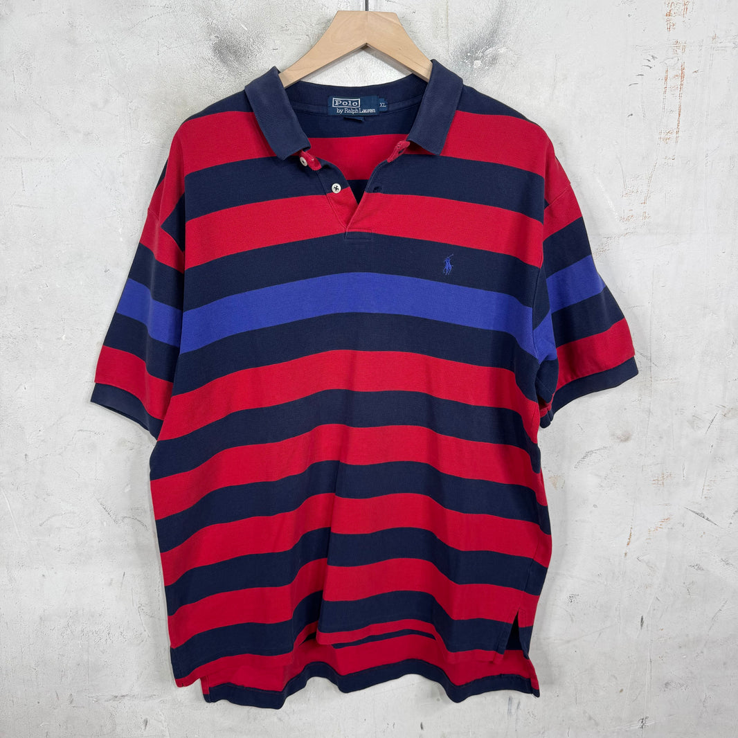 Ralph Lauren Striped Red/Navy Polo