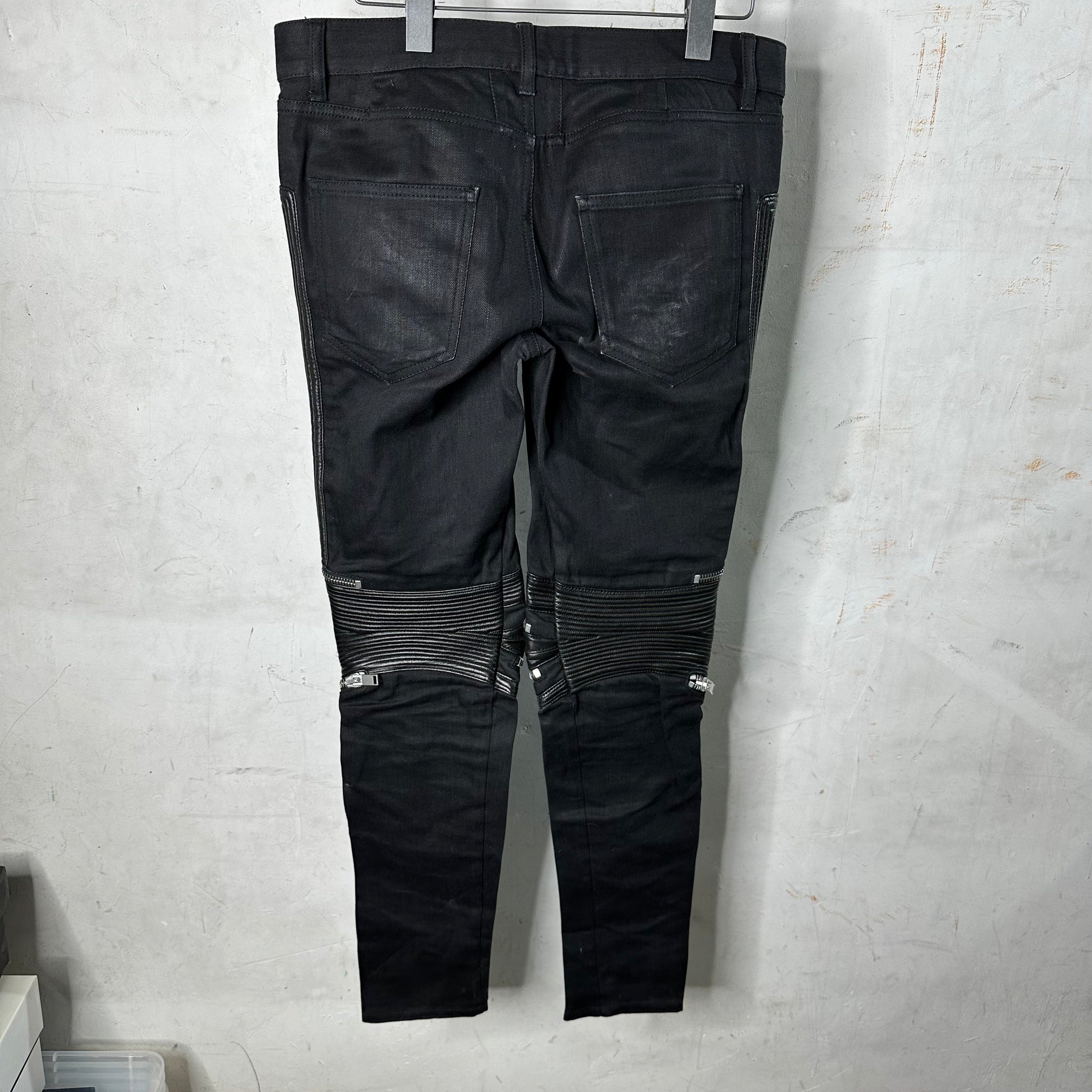 Saint Laurent Waxed Biker Jeans www.Lukes.store