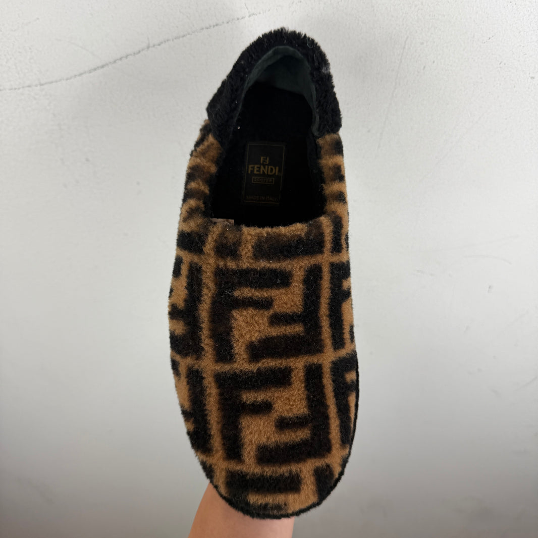 Fendi Zucca Shearling Slippers