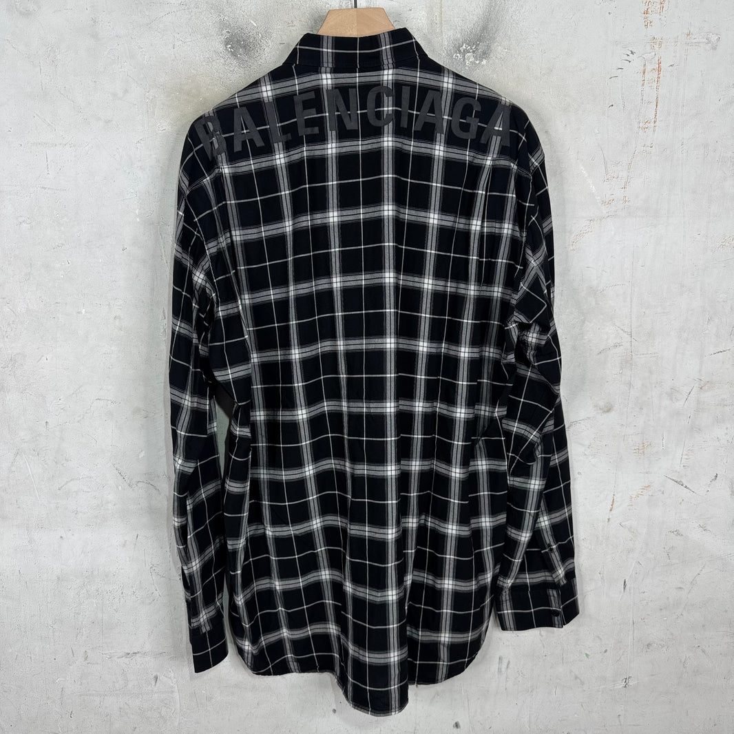 Balenciaga Viscose Plaid Logo Shirt