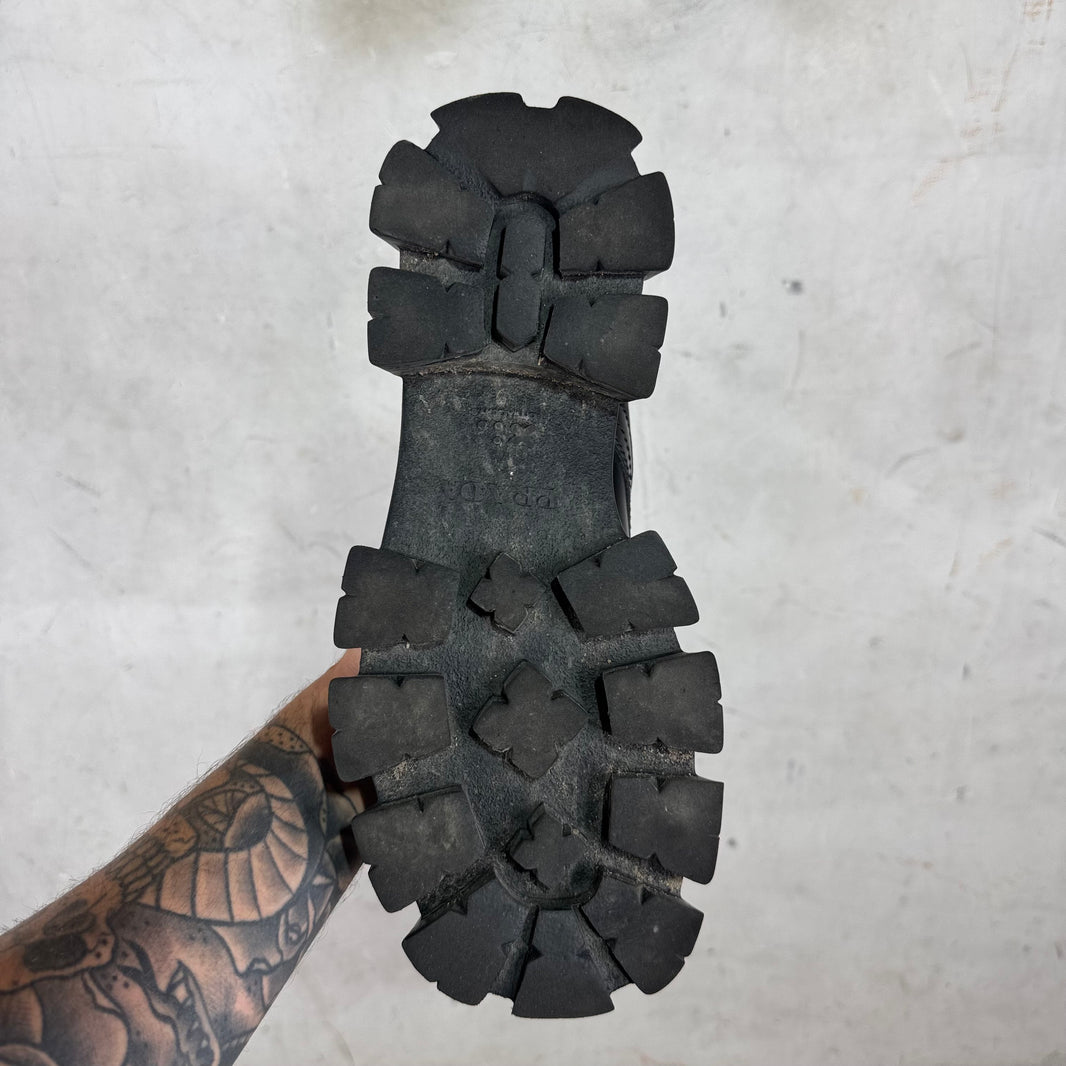 Prada Leather Nylon Monolith Boots