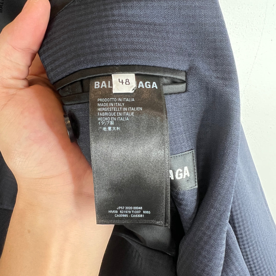 Balenciaga Checkered Single Breasted Trench Coat