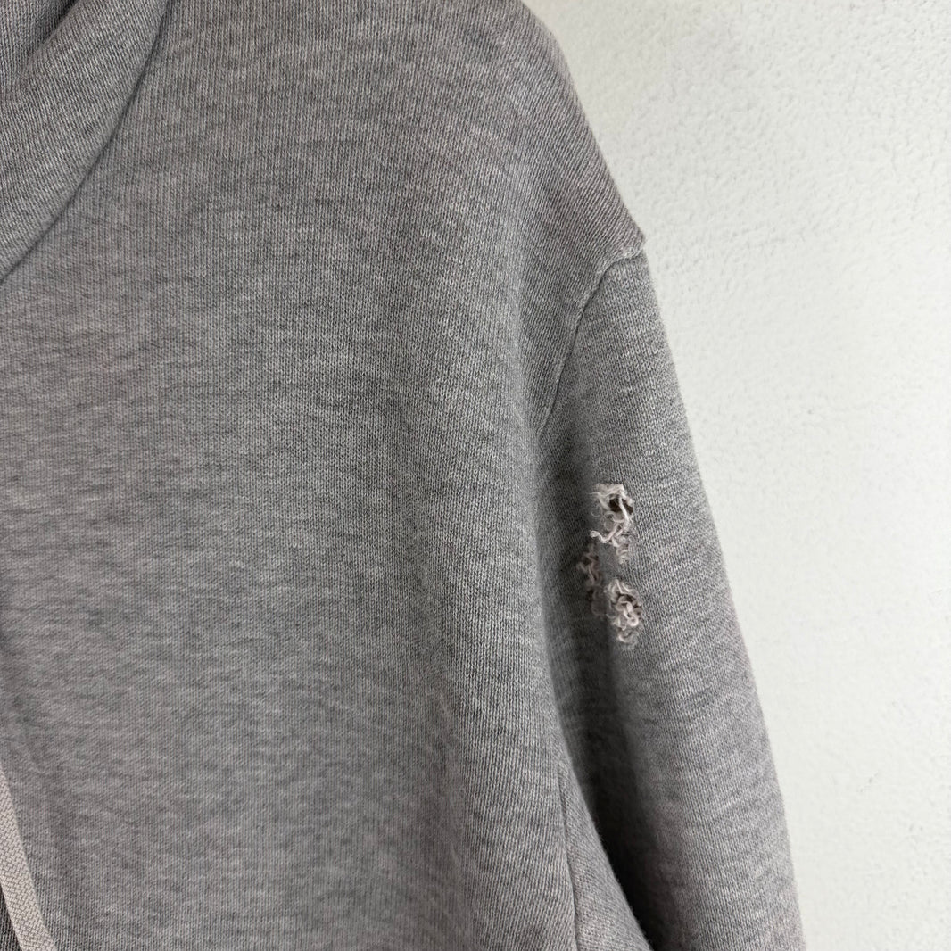 Balmain Gray Patchwork Graffiti Zip Up Hoodie