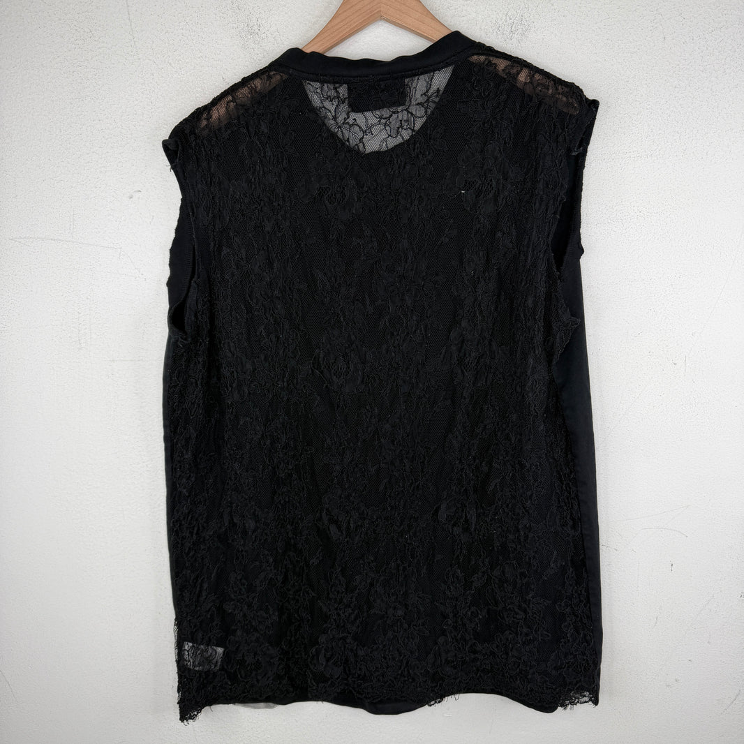 Simone Rocha Hybrid Mesh Lace Sleeveless T-Shirt