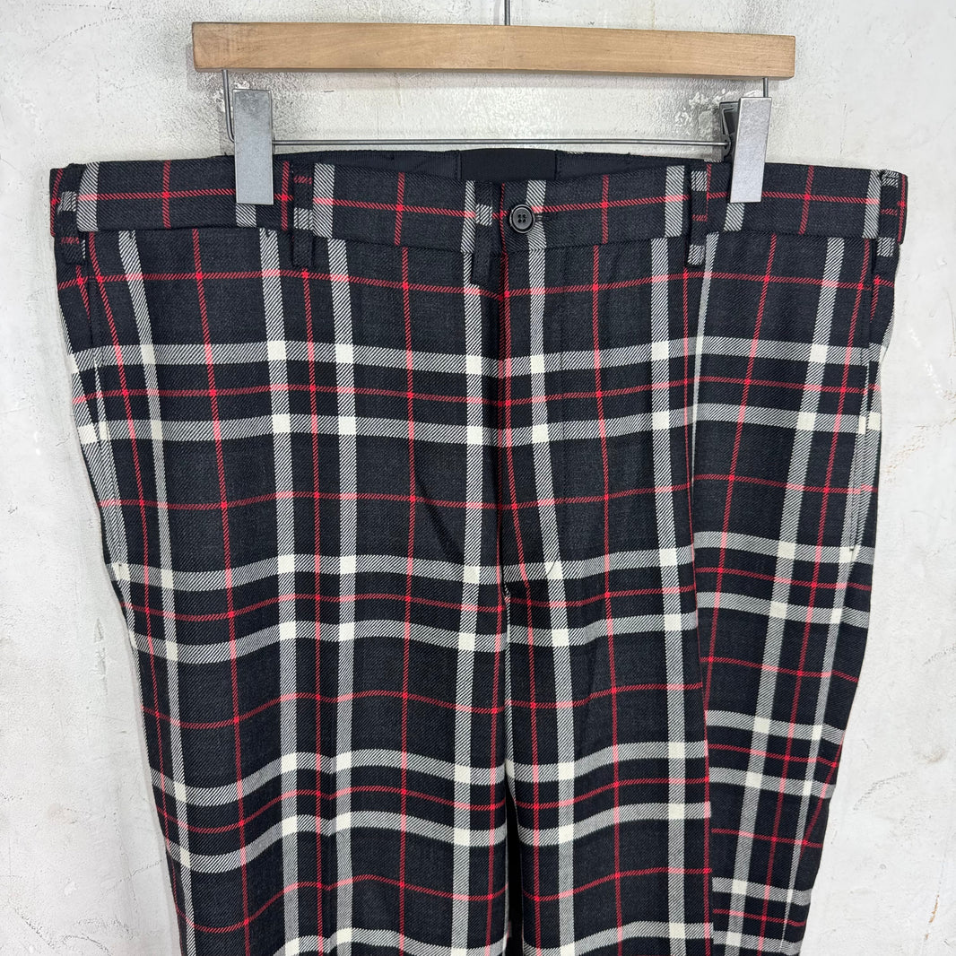Marni Black/Red Plaid Wool Trousers
