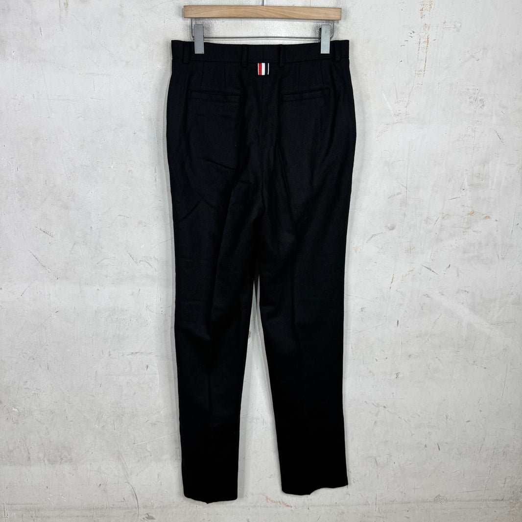 Thom Browne Black Long Wool Trousers