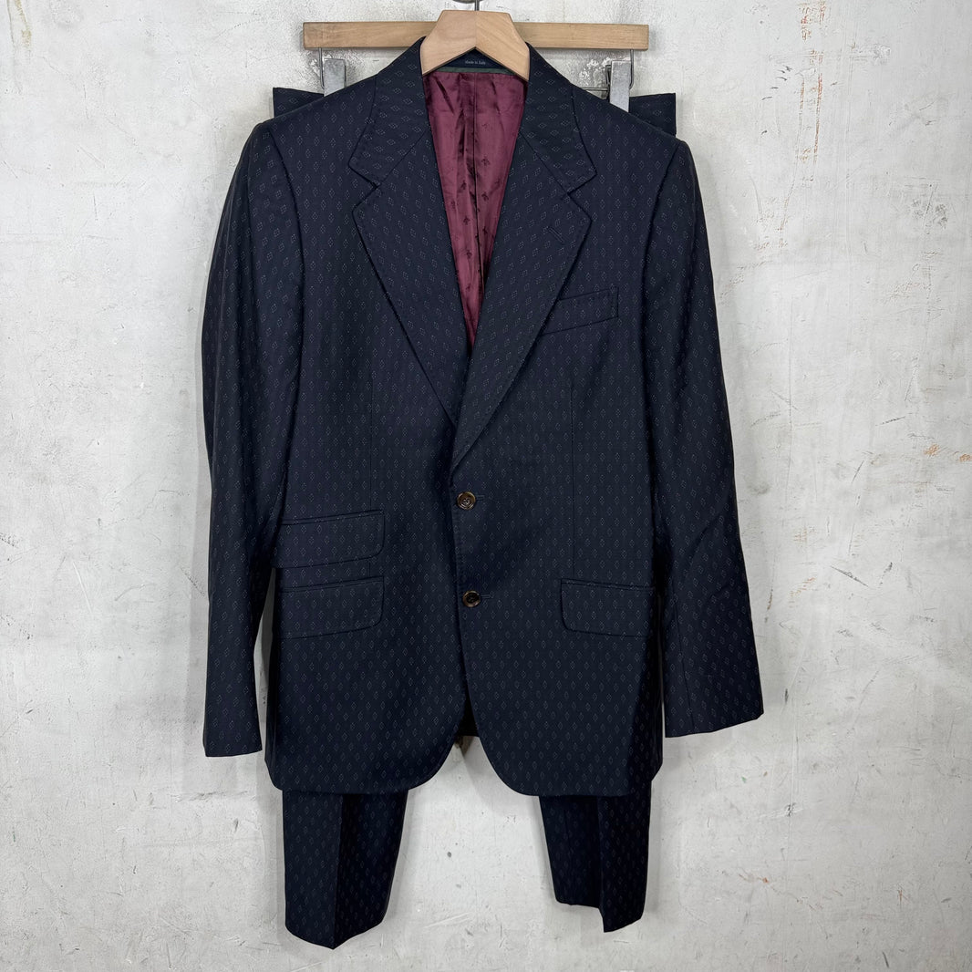 Gucci Diamond Weave Navy 2 Piece Suit Set