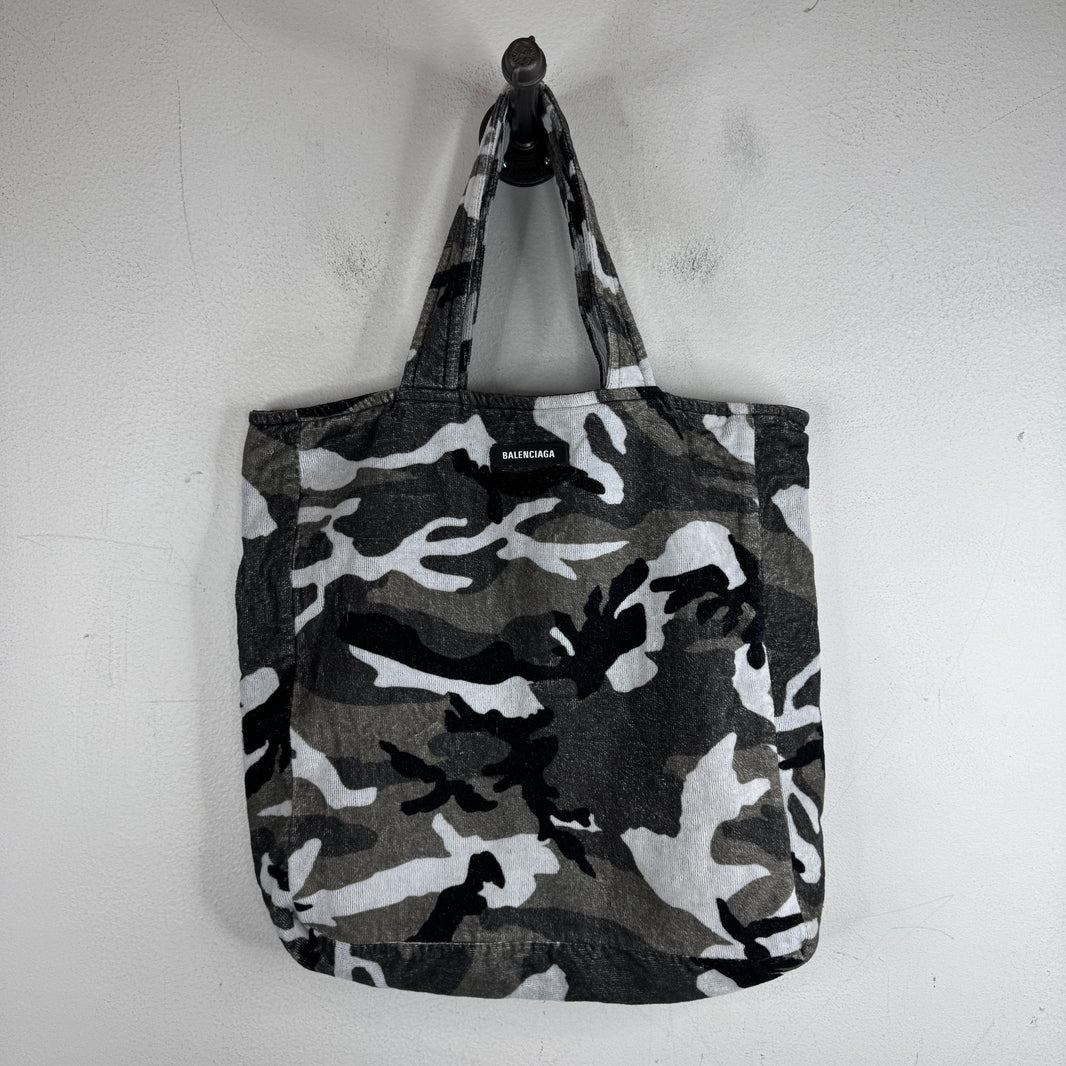 Balenciaga Sample Snow Camo Terry Cloth Tote Bag