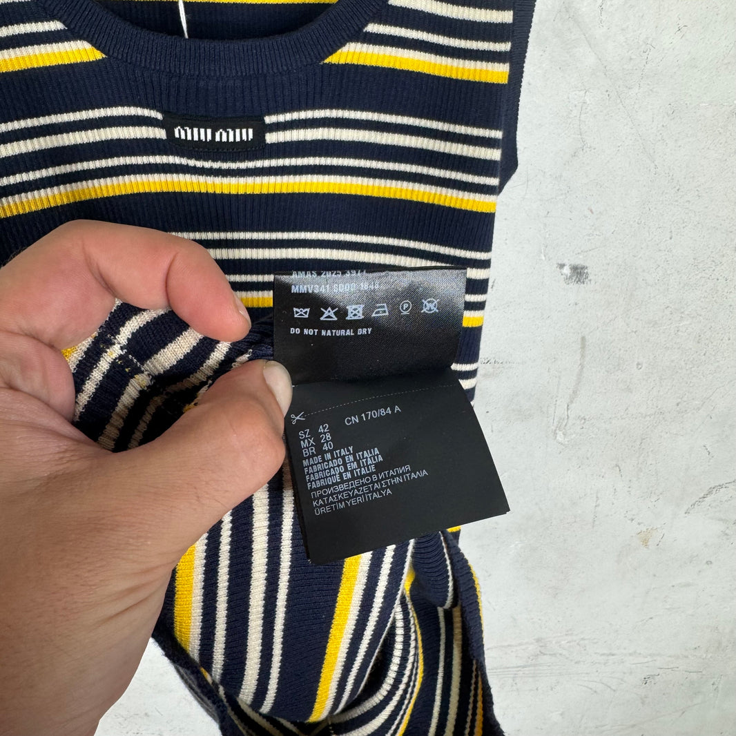 Miu Miu Striped Logo Sleeveless Top