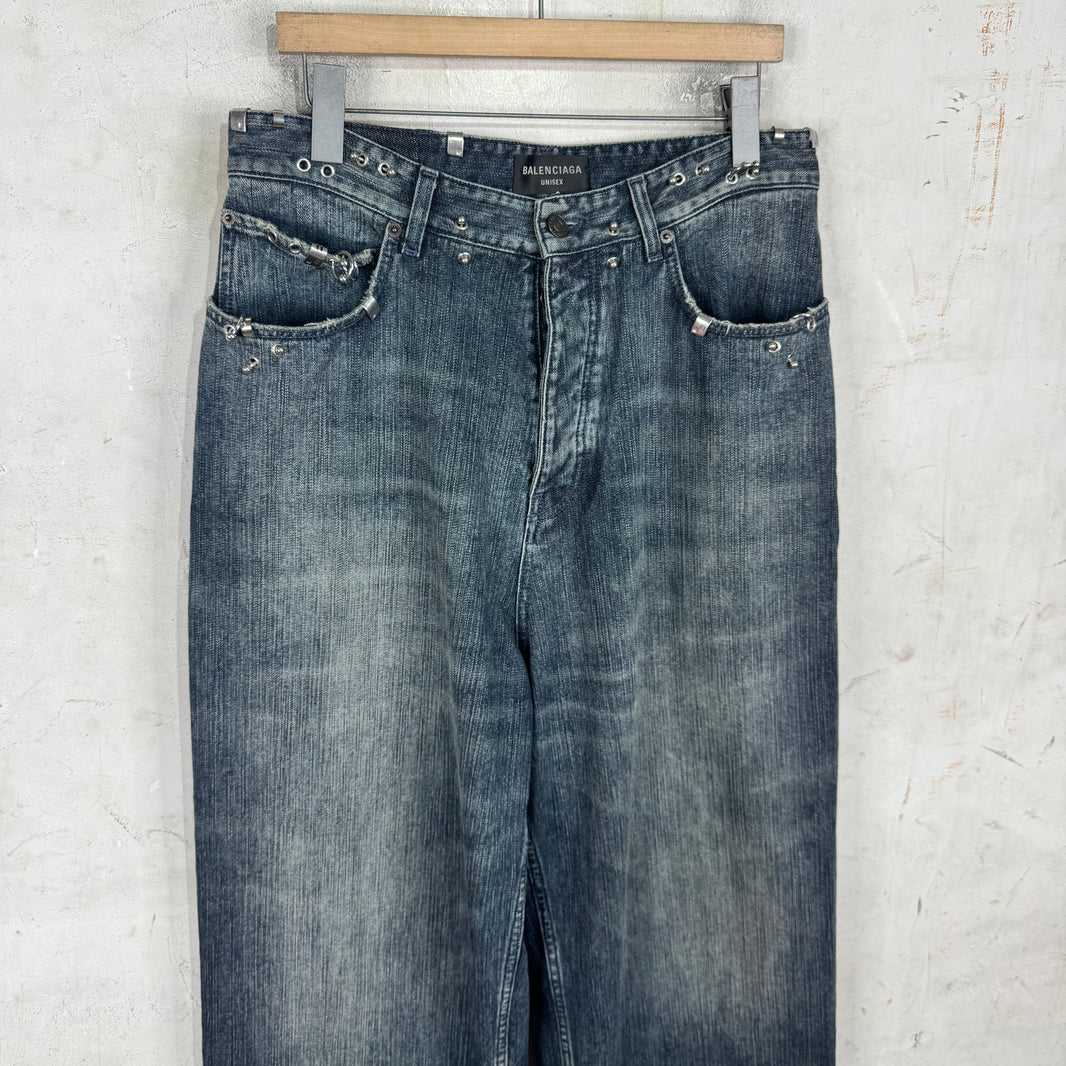Balenciaga Dark Wash Sample Pierced Jeans