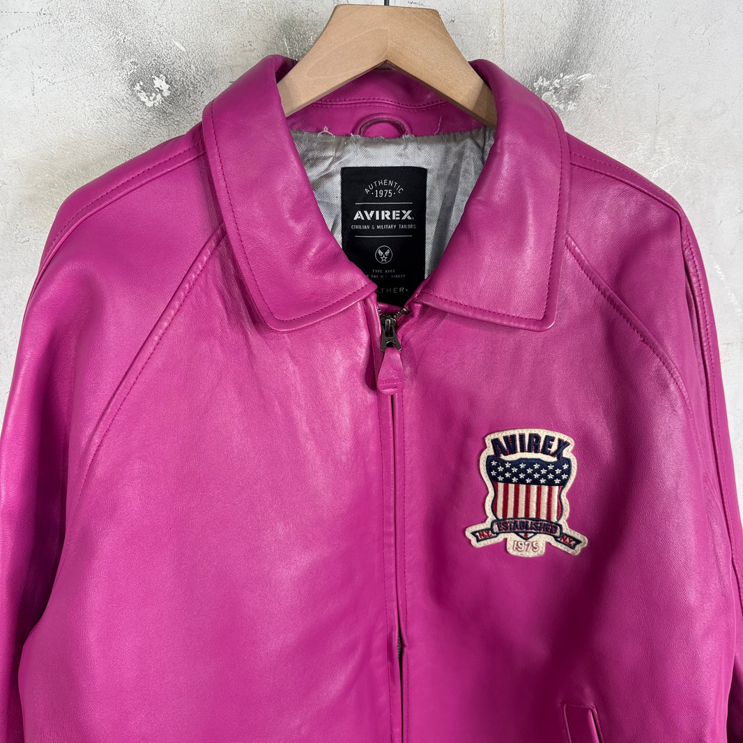 Avirex Pink Crest Leather Jacket