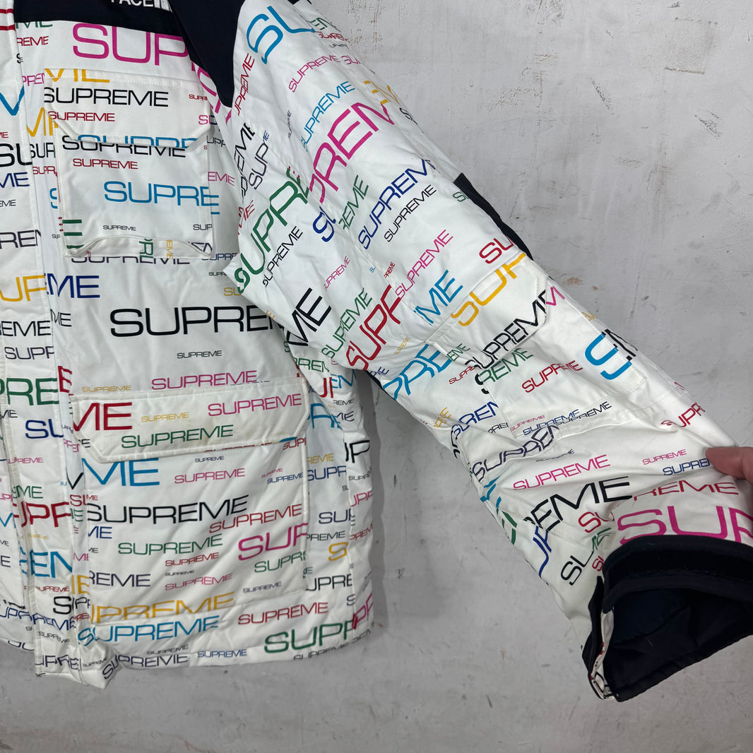 Supreme x TNF Multitcolor Script Puffer Parka Jacket