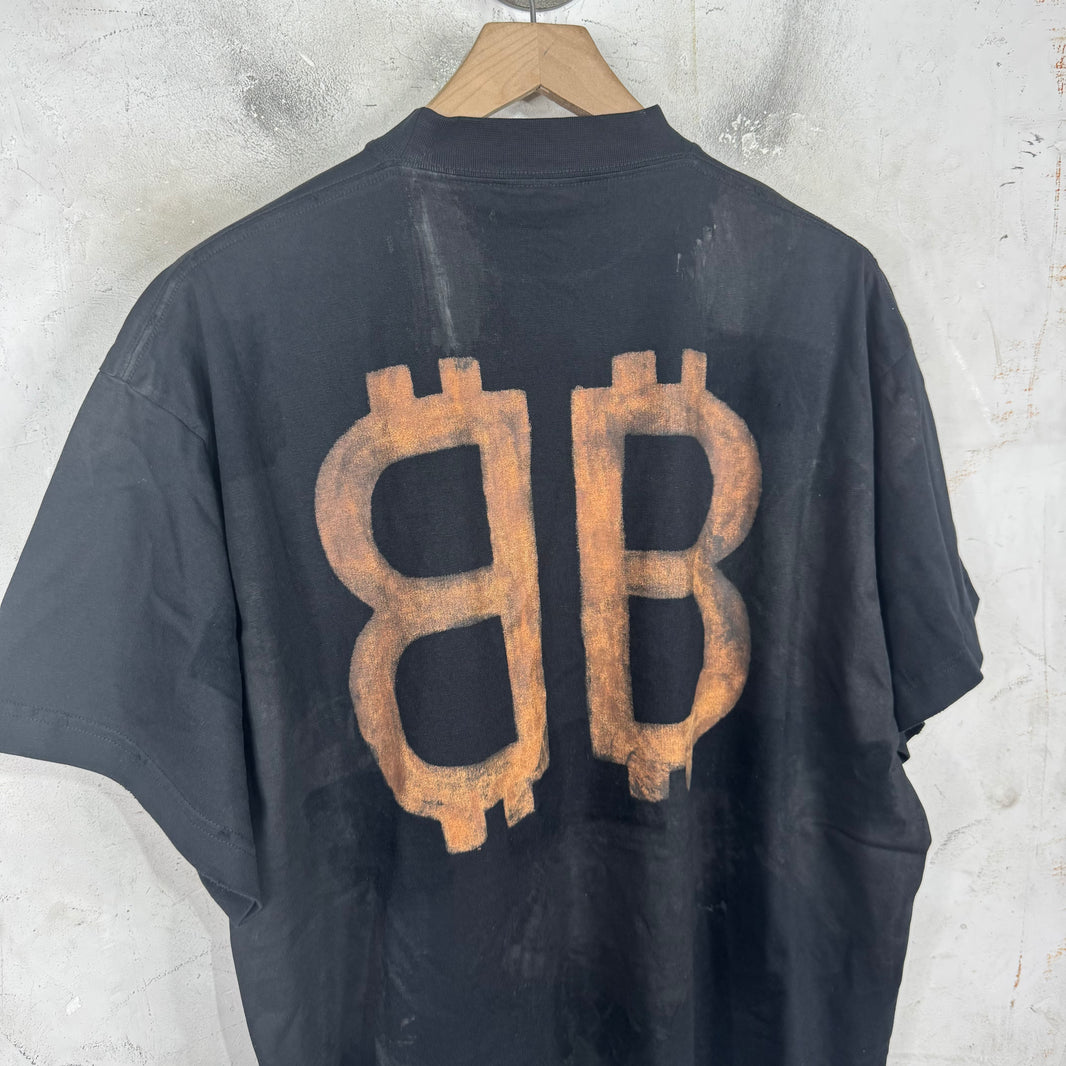 Balenciaga Mudded Bleach Bitcoin T-Shirt