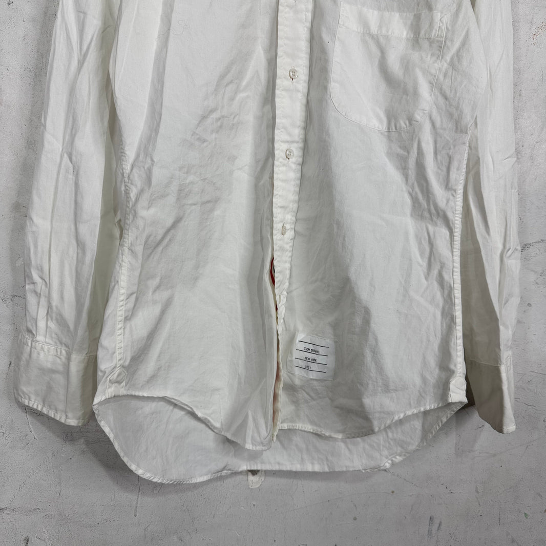 Thom Browne Plain White LS Buttoned Shirt