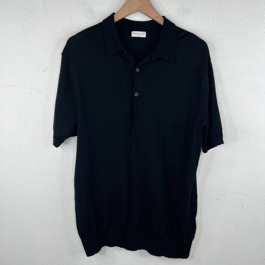 Dries Van Noten Black Wool Polo T-Shirt