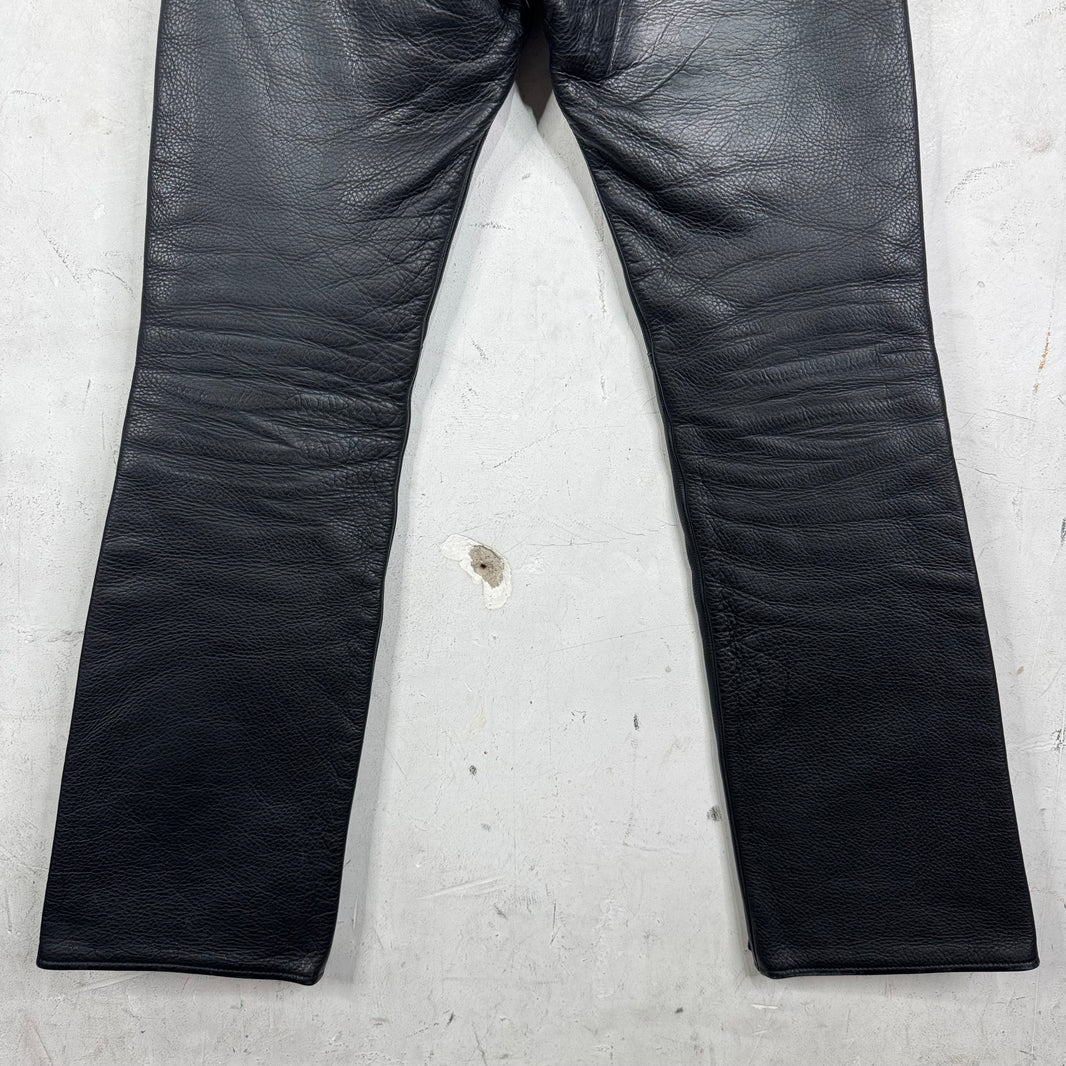 Chrome Hearts Heavy Leather Fleur Knee Pants