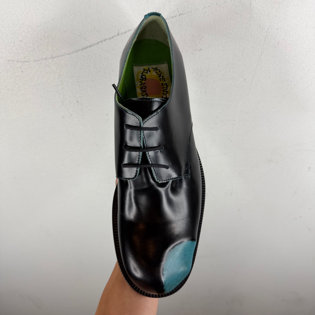 Acne Studios Black Turquoise Ball Painted Derbys