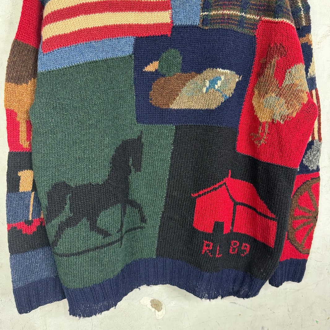 Ralph Lauren Multi Patchwork Country Sweater