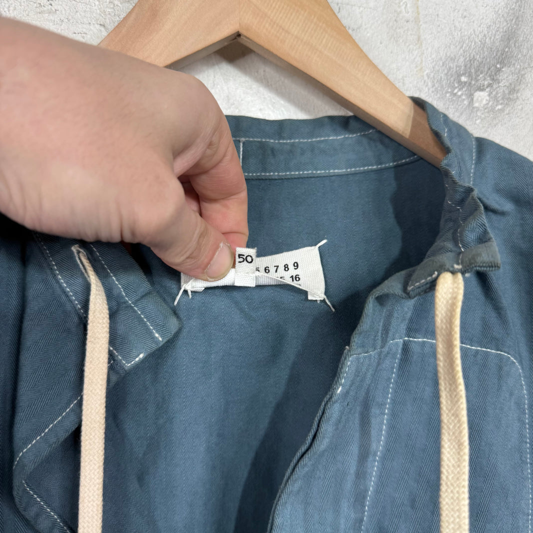 Margiela Oversized Laced Tunic Shirt Blue