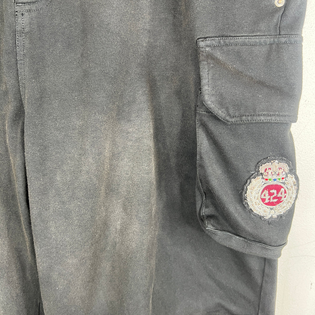 424 Black Crest Cargo Shorts
