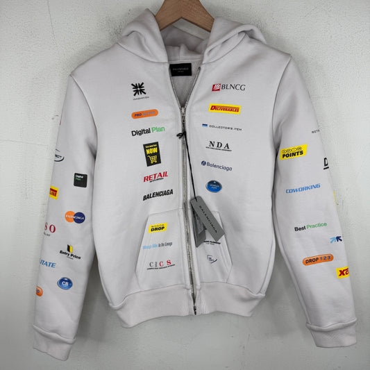 Balenciaga Business English Zip Up Hoodie