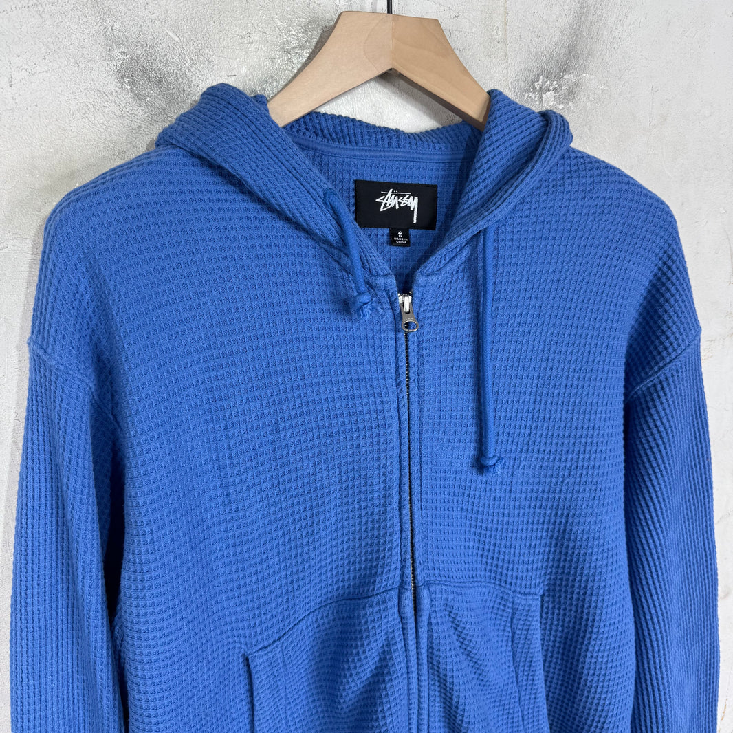 Stussy Blue Waffle Zip Hoodie