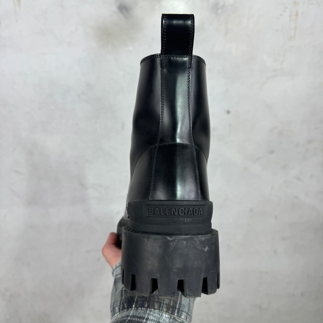 Balenciaga Black Leather Strike Boots