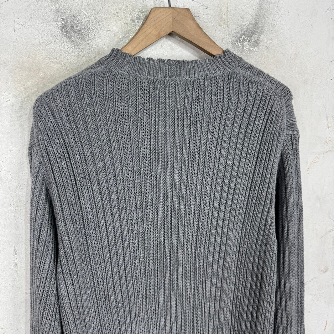 Helmut Lang Grey Ribbed Knit Sweater