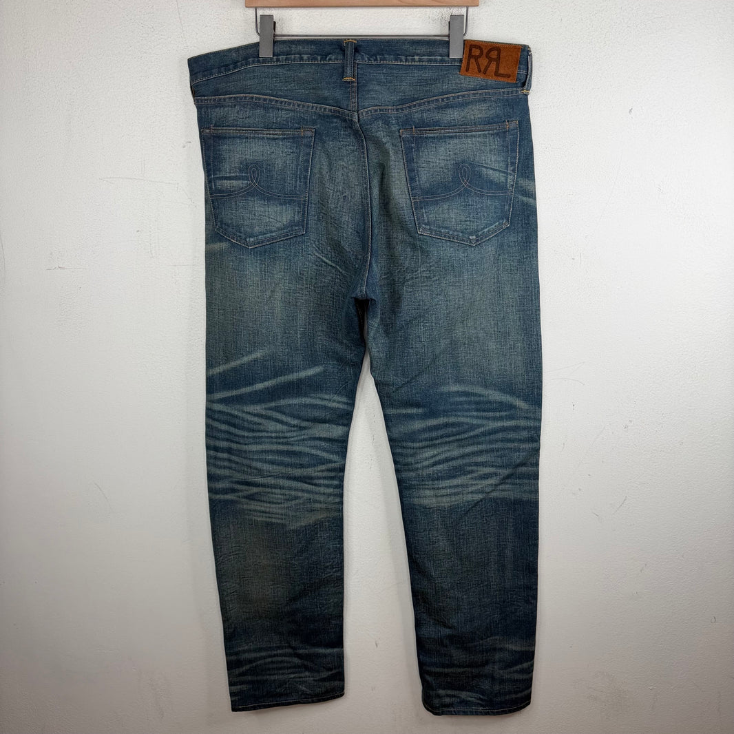 RRL Straight Leg Whiskered Jeans