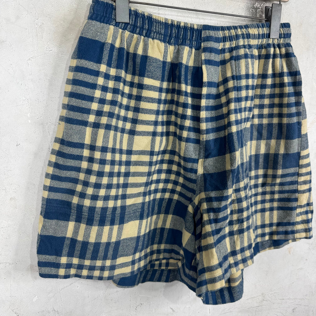 Bode Navy/Beige Plaid Flannel Shorts