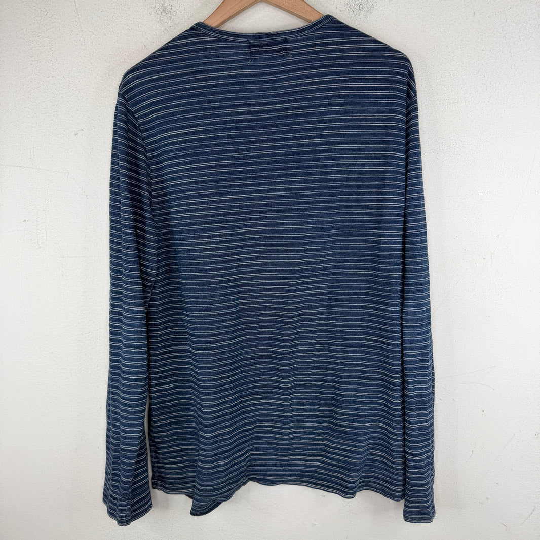 RRL Striped Blue Henley