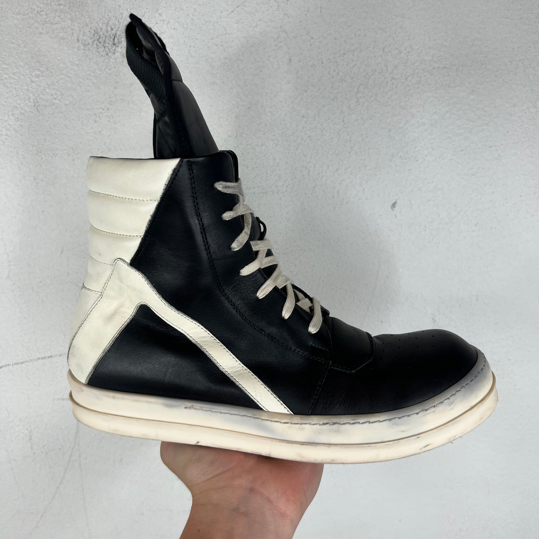 Rick Owens Black/White Geobasket Sneakers