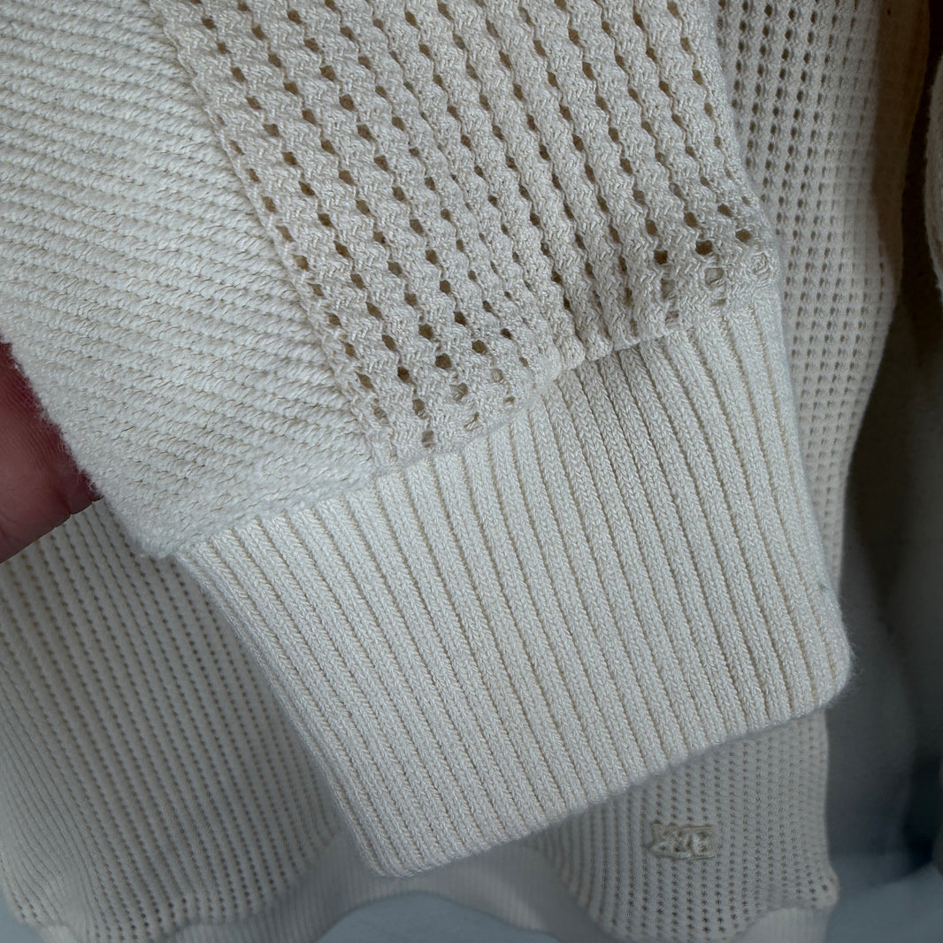 Wales Bonner Cream Open Knit Longsleeve Polo T-Shirt