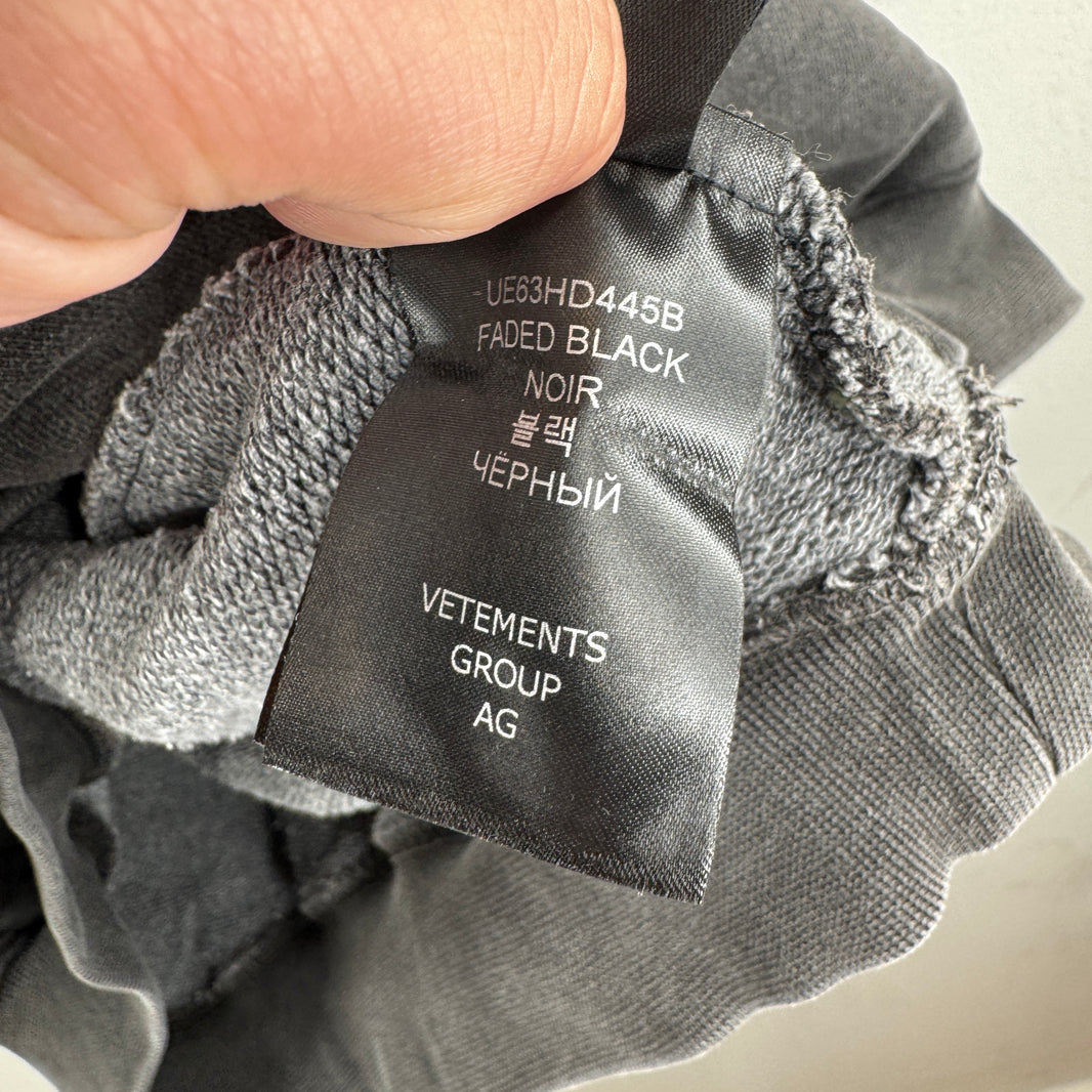 Vetements Stitch Logo Charcoal Hoodie