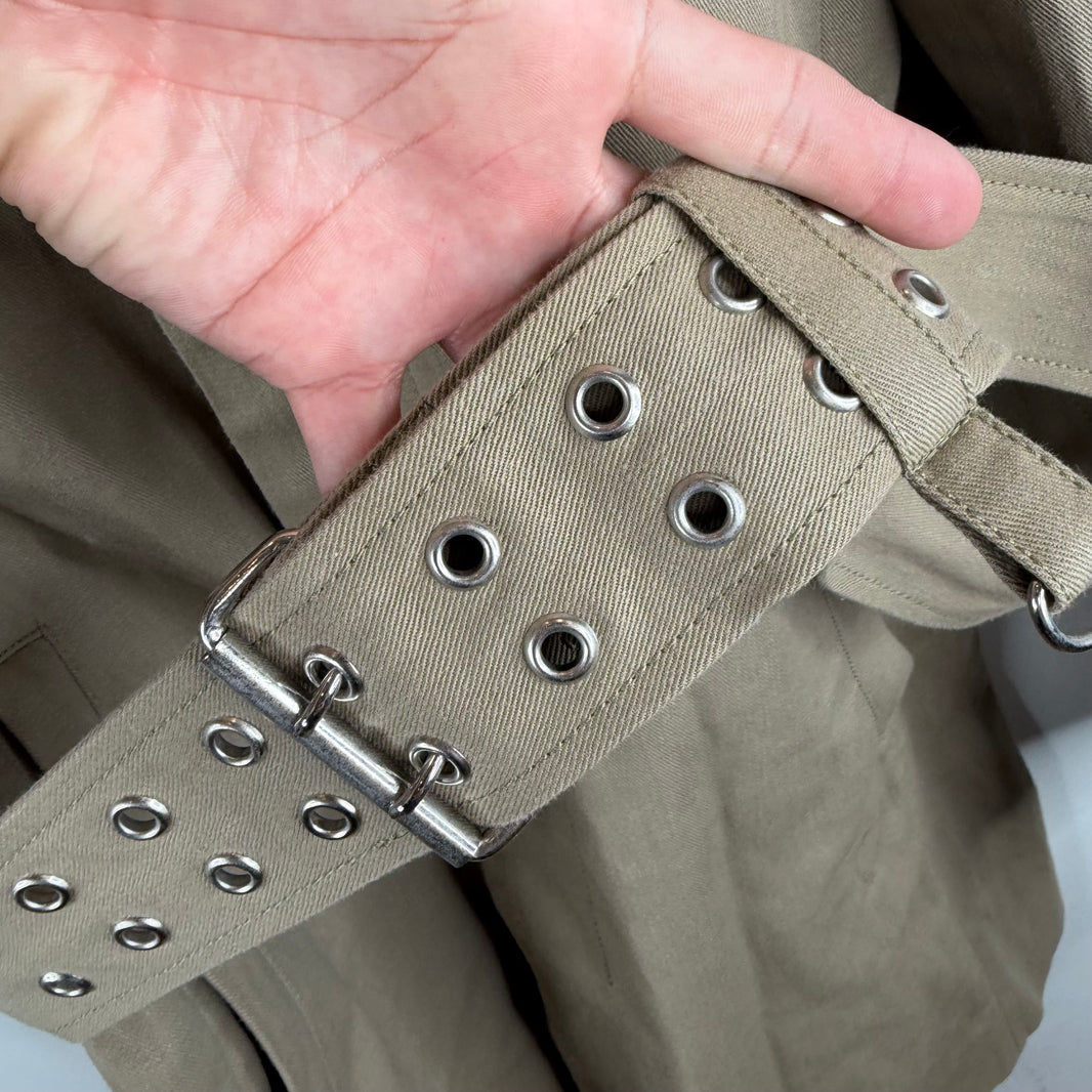 Balmain Belted Epaulet Beige Coat