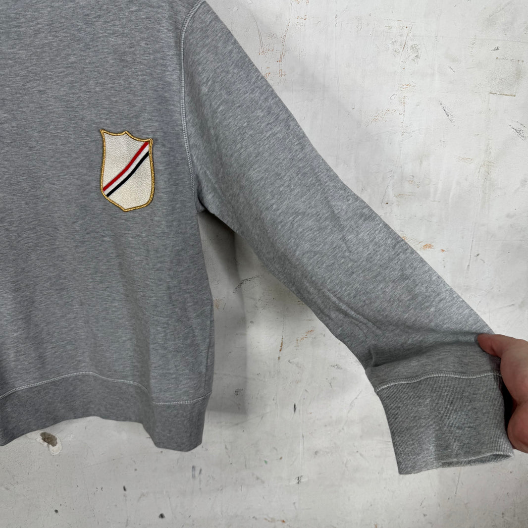 Thom Browne Grey Badged Crewneck