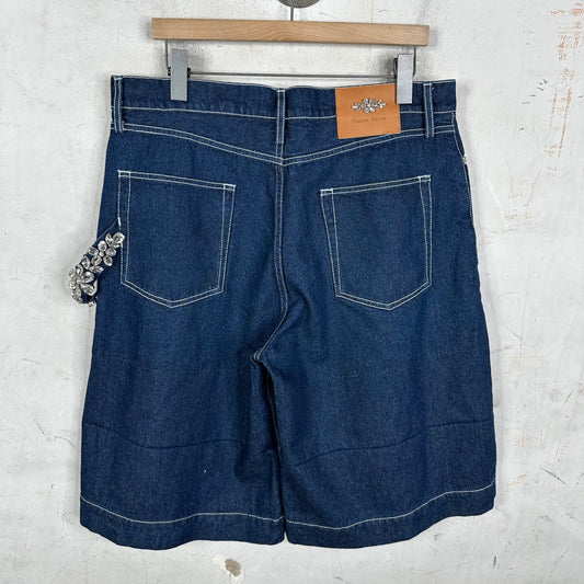 Simone Rocha Jeweled Carpenter Denim Shorts